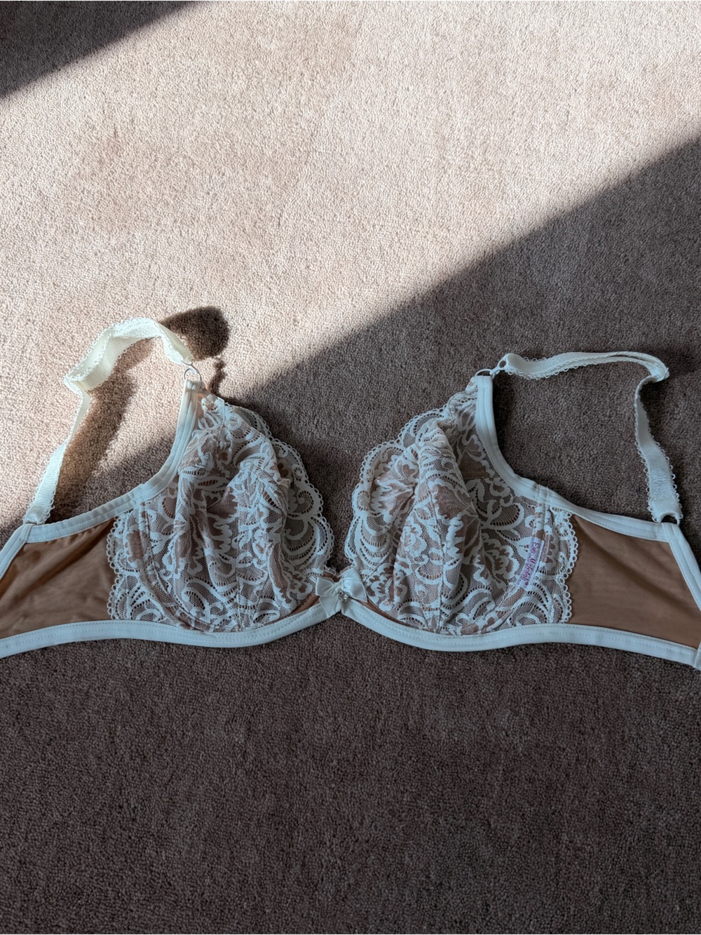 Ewa Michalak Lace Underwire Plunge Bra in Ivory - Women's Intimates 65G